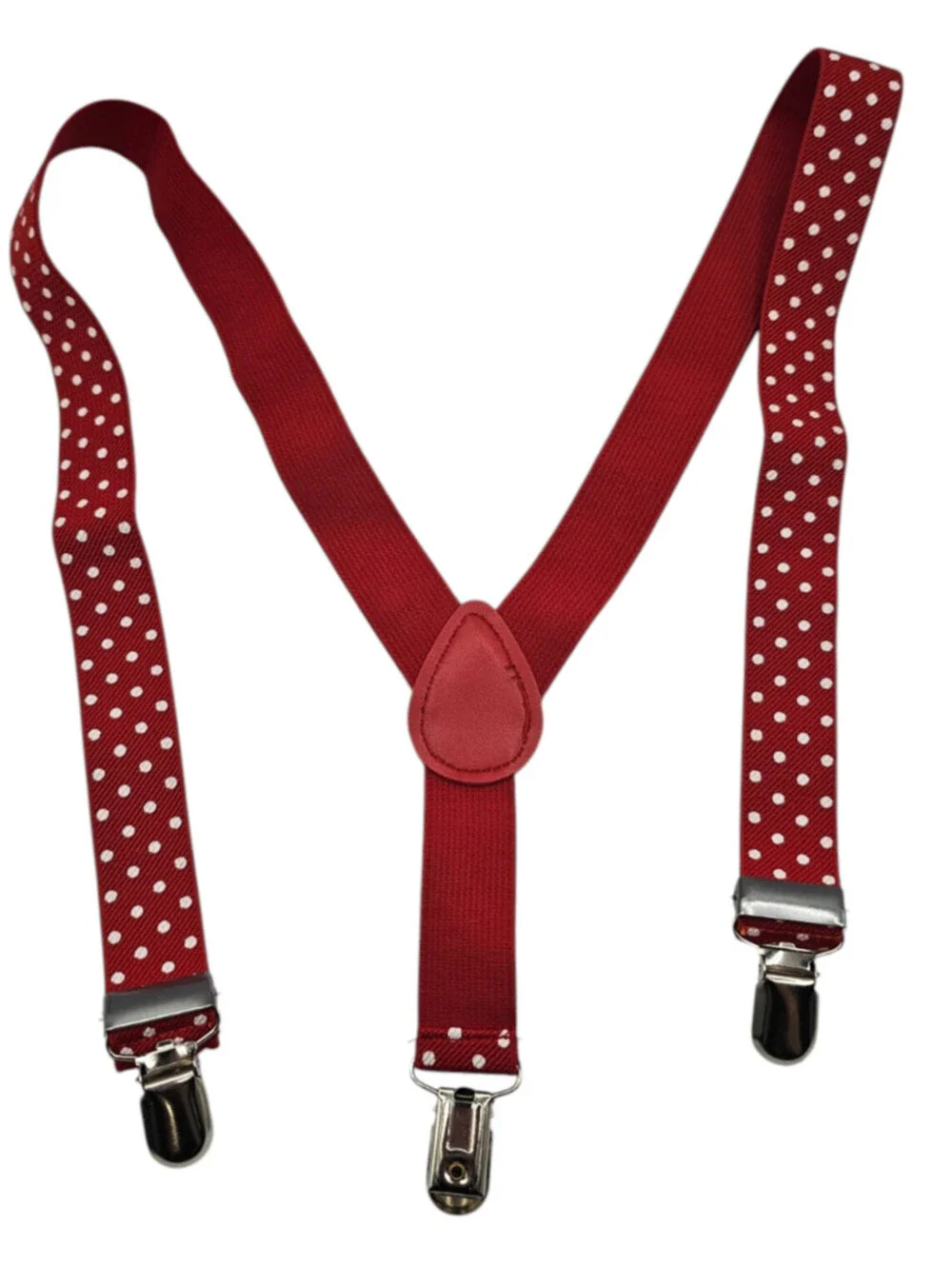 Set of Kids Childrens Vintage Suspenders Red White Polka Dot